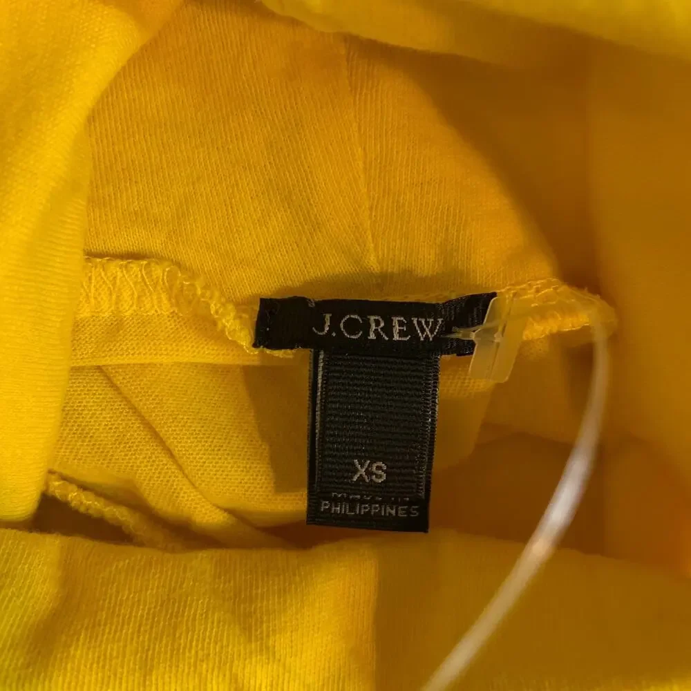 J Crew T Shirt Womens XS Extra Small Yellow Soft Tissue Turtleneck Lightweight
